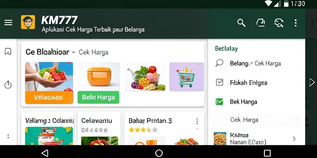 Antarmuka KM777 yang menampilkan perbandingan harga produk.