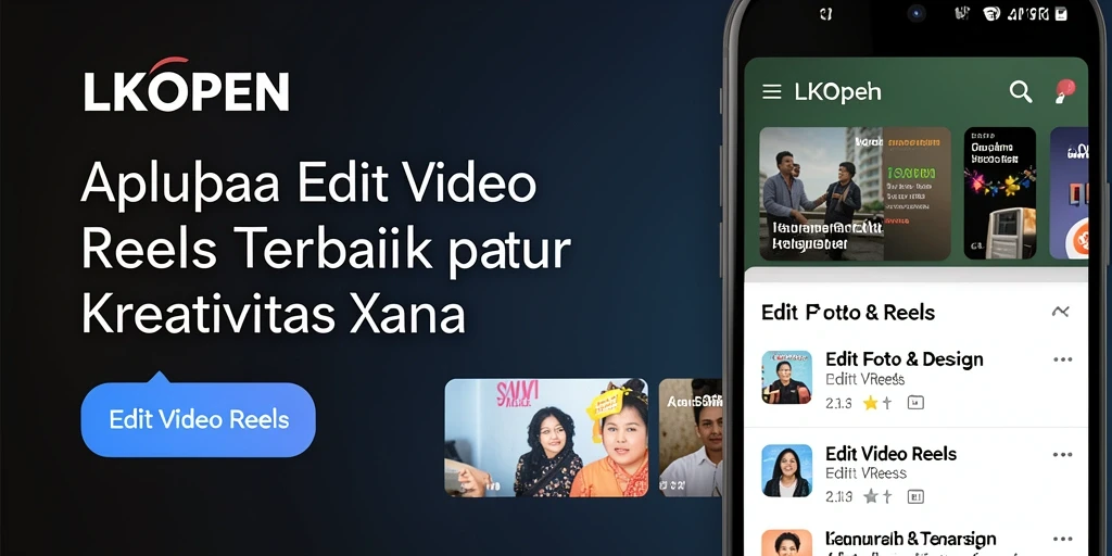 Tampilan antarmuka LKOPEN untuk editing video reels yang modern.