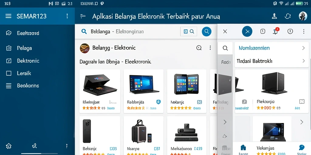 Tampilan antarmuka SEMAR123 yang modern dan bersih untuk belanja Elektronik.