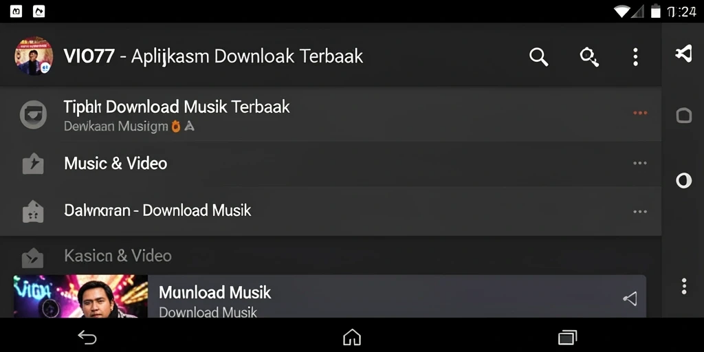 Tampilan antarmuka VIO77 untuk pengunduhan musik.