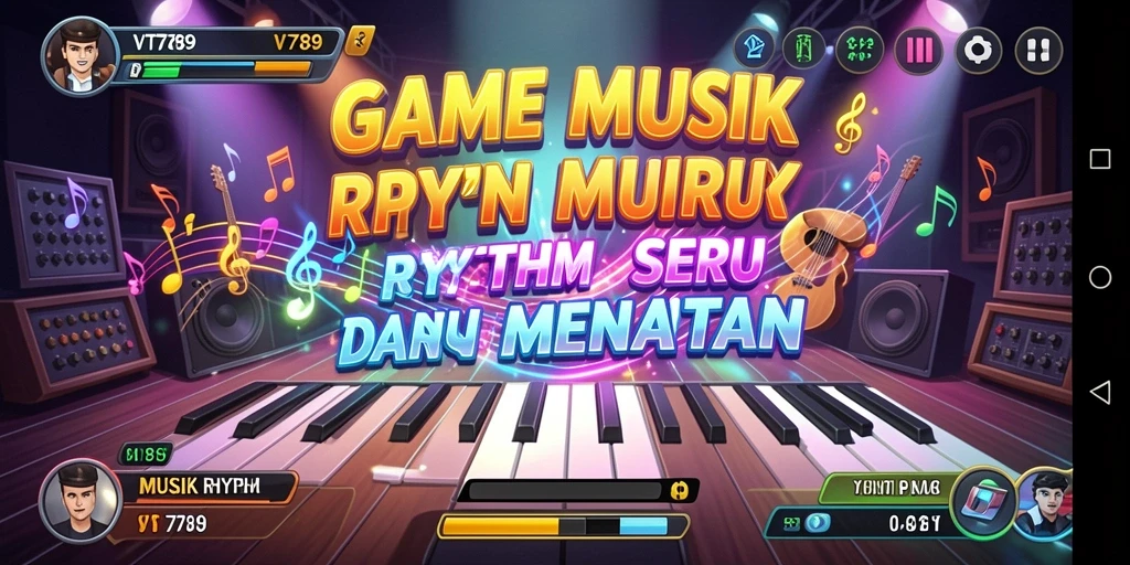 Antarmuka VT789 yang menarik dan penuh warna dalam permainan Musik Rhythm.